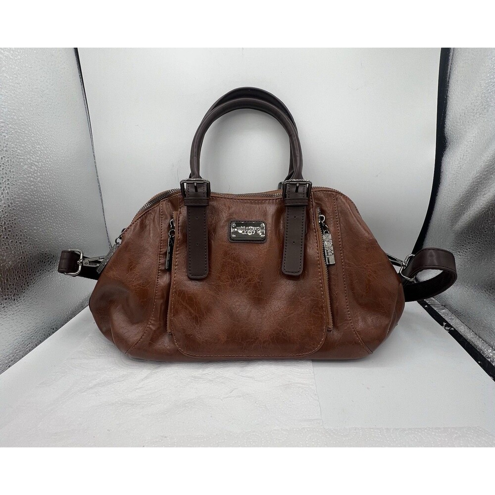 Xidibaoluo Faux Leather Satchel Purse tan brown boho vegan